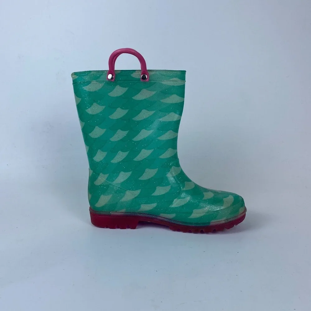 Lilly‎ of New York Loop Handle Rain Boots Toddler Girls Size 1 Mint Green Rubber
